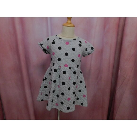 Gymboree Other - Gymboree Quilted Polka Dot Dress Girl 4 Gray Pink Short Sleeve Cotton